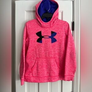 Under Armour Coldgear Girls XL Pink Fleece lined Hoodie with purple detail